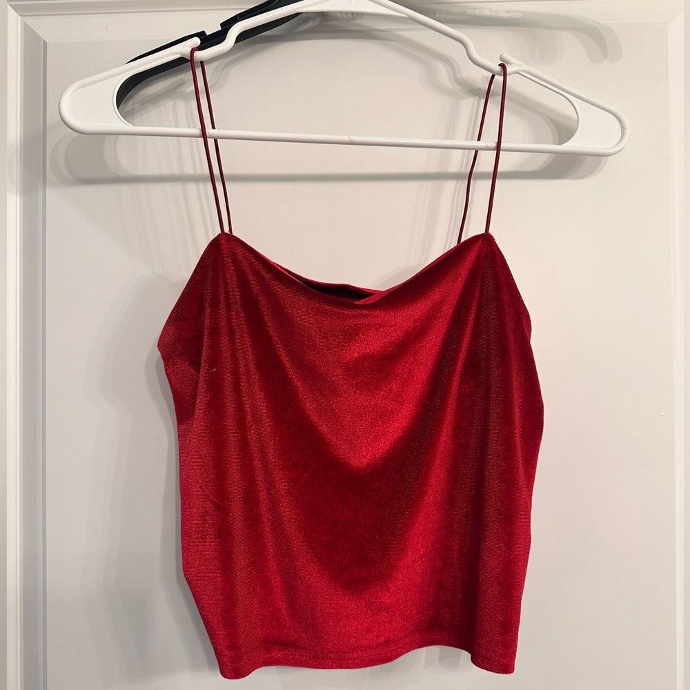 Elegant Red Women's Velvet Camisole Top